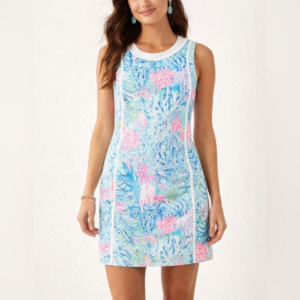 Lilly Pulitzer Blue, Pink & White Sleeveless Mini Dress